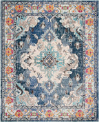 SAFAVIEH Monaco Collection Area Rug - 9' x 12', Navy & Light Blue, Non-Shedding & Easy to Clean, Distressed Medallion Design, Ideal for Living Room, Bedroom, Dining Space (MNC243N)