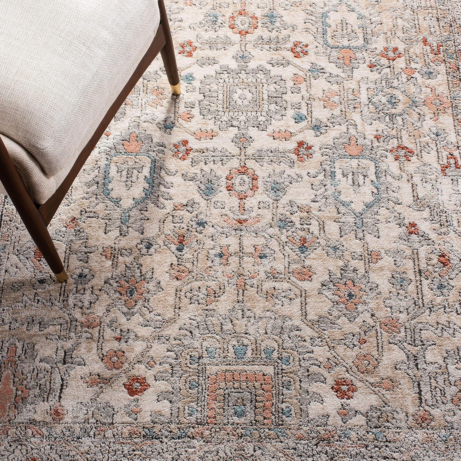 SAFAVIEH Oregon Collection Area Rug - 9' x 12', Grey & Ivory, Oriental Distressed Design, Non-Shedding & Easy Care, Ideal for High Traffic Areas in Living Room, Bedroom (ORE877F)