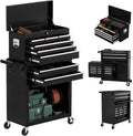 8-Drawer Rolling Tool Chest with Wheels, 2-in-1 Detachable Tool Box with Drawers and Large Cabinet, Rolling Tool Chest Storage Cabinet with Lockable for Warehouse, Garage, Workshop (Black)