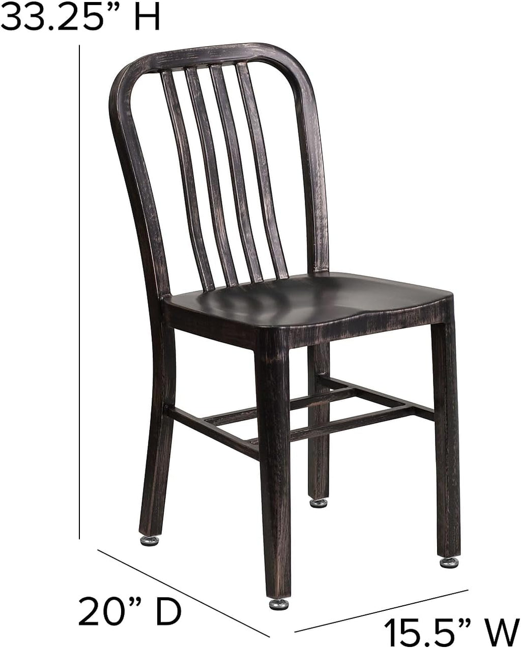 Flash Furniture Commercial Grade Black-Antique Gold Metal Indoor-Outdoor Chair