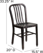 Flash Furniture Commercial Grade Black-Antique Gold Metal Indoor-Outdoor Chair