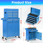5-Drawer Rolling Tool Chest – 2-in-1 Lockable Tool Box with Wheels, Sliding Drawers & Detachable Top – Garage & Workshop Storage Cabinet, Blue