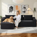 97" Cloud Sectional Couch, Modular Boneless Couch with L-Shape Chaise, Modern Sectional Sofa with Deep Seat Corduroy Corner Foam Cloud Sofas for Living Room,No Assembly Required (Black, Left Chaise)