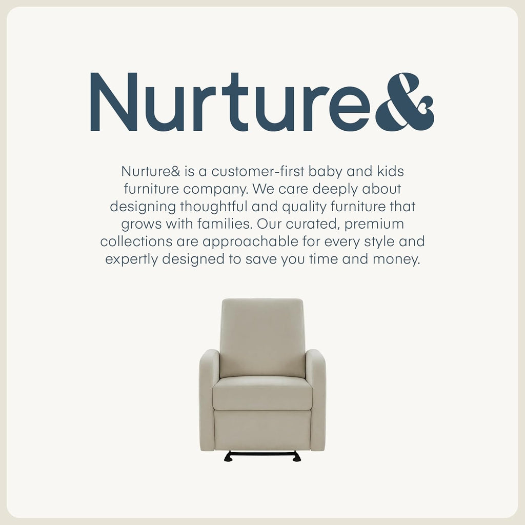 Nurture& The Porto Power Glider Recliner for Nursery | Modern Glider Chair with Power Recline | Built - in USB Charging Port | Space-Saving Design for Small Nurseries and Shared Spaces, Ivory