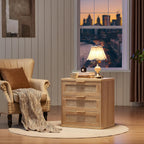 LEYAOYAO Rattan Dresser and Nightstand Sets 3 Piece, Boho Wood Dresser for Bedroom with 6 Drawers and Night Stand with 3 Drawer, Bedroom Furniture, Dressers & Chests of Drawers, Living Room, Hallway