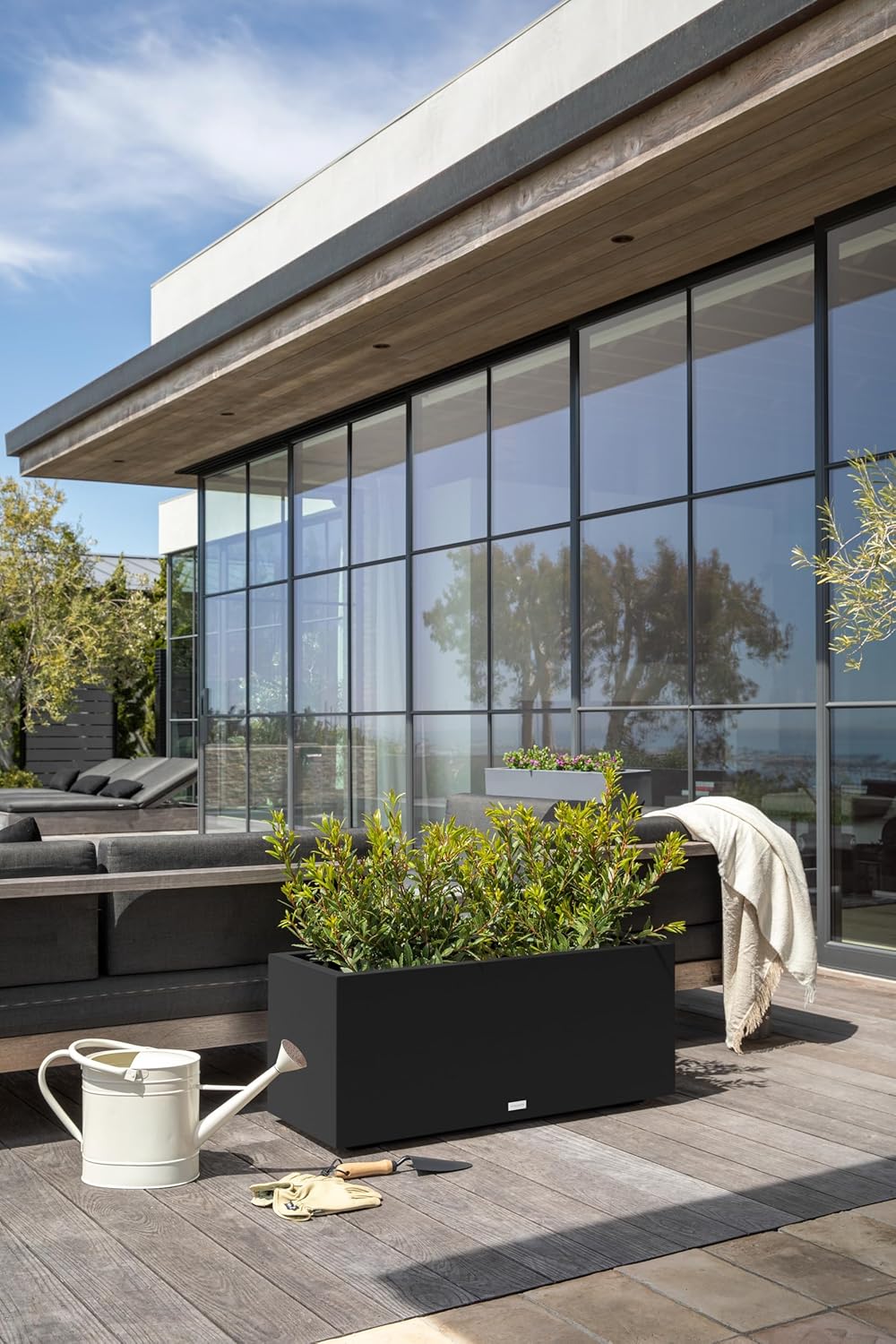 Veradek Block Series Long Box Planter - Large Rectangular Planter for Indoor or Outdoor Patio/Porch | Durable All-Weather Use with Drainage Holes | Modern Décor for Tall Plants  Flowers or Shrubs