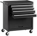 4-Drawer Rolling Tool Chest, Cabinet with 4 Wheels Tool Chest with Drawers, Suitable for Garages, Warehouses, Workshops, Repair Shops, Black