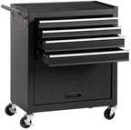 4-Drawer Rolling Tool Chest, Cabinet with 4 Wheels Tool Chest with Drawers, Suitable for Garages, Warehouses, Workshops, Repair Shops, Black