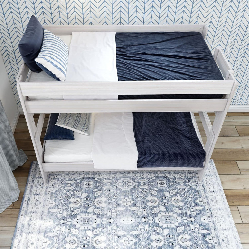 Plank+Beam Rustic Wood Bunk Bed, Solid Wood Twin-Over-Twin Bed Frame, Heavy-Duty Bunk Bed for Adults, No Box Spring Needed, White Wash