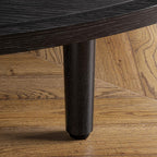 Round Coffee Table, 31.5" Fluted Center Table with Storage, Lift-Top Coffee Table with Adjustable Footpads, Sliding Door, Mid-Century Modern Center Table for Living Room, Small Space (Black)