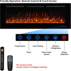 Electric Fireplace 40 inch Wide 26.5" High, Wall-Mounted & Recessed Fireplace Inserts, Multicolor Flame w/5 Dimmer, Remote Control Thermostat, Timer, Hardwire Connect, 1500W,Black