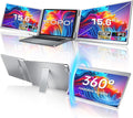 FOPO 15.6 Triple Laptop Screen Extender  Left Screen 360° Rotation Laptop Monitor Extender  Plug and Play Triplp Monitor for 13-17" Laptops with USB-C/HDMI  for Windows/Mac(M1/M2/M3) Pro/Max - S10