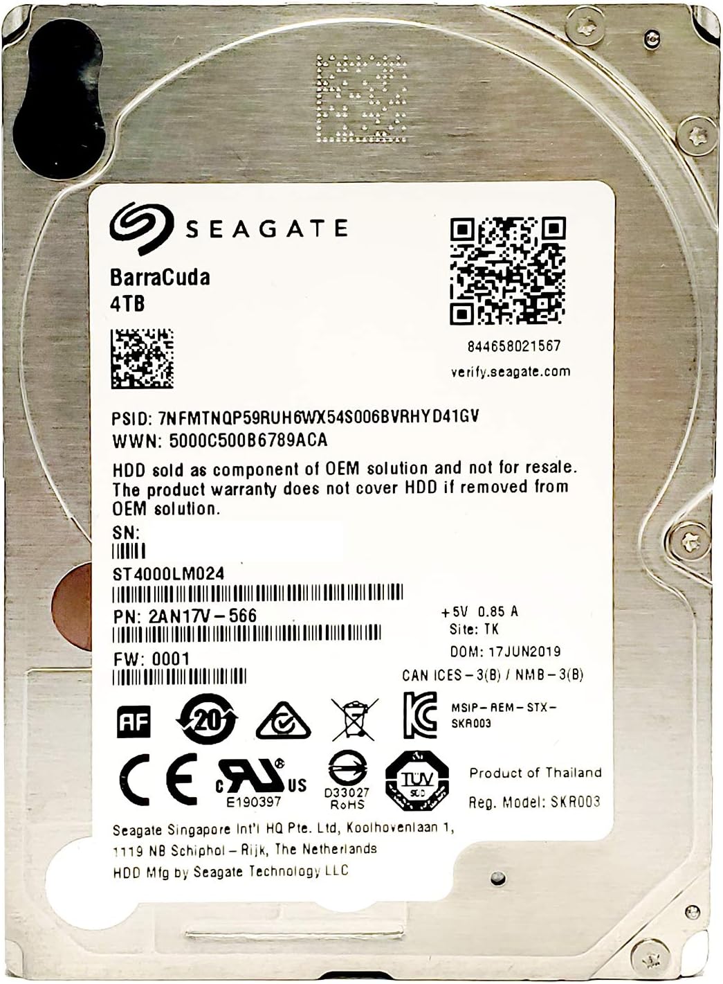 Seagate Barracuda ST4000LM024 4 TB 2.5in Internal Hard Drive (Renewed)