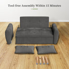 Vongrasig 48" Small Modern Loveseat Sofa, Mid Century Soft Corduroy Fabric 2-Seat Sofa Couch Tufted Love Seat with Back Cushions and Tapered Legs for Living Room, Bedroom and Small Space (Dark Gray)