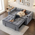 3-in-1 Pull Out Sofa Bed with Charging Station, Cup Holder & Side Storage - 70" Multi-Functional Recliner Sofa Bed for Home Living Room Grey 2
