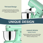 Electric Stand Mixer with 6.5 Quart Bowl, 660W Household Food Mixer 10+p Speeds, Kitchen Tilt-Head Bread Dough and Cake Mixers with Dough Hook, Whisk, Beater, Splash Guard and Egg Separator