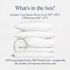 Brooklinen Luxury Sateen Duvet Cover Set - 100% Cotton, Full/Queen Size in White - Includes 1 Duvet Cover and 2 Standard Pillowcases - Best Full/Queen Duvet Covers