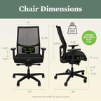 HON Ignition 2.0 Ergonomic Office Chair Fabric Seat, Adjustable Tilt, Swivel Wheels, Comfy for Long Hours, Home Office Desk Chairs, Fog
