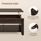 Yaheetech Lift Top Coffee Table with Hidden Storage Compartment & 2 Open Shelves, Rising Tabletop Pop Up Center Table for Living Room Reception Room, 47.5'' L, Espresso