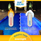 Sun2Solar Blue 20 ft x 40 ft Rectangle Solar Cover | 800 Series | Heat Retaining Blanket for Rectangular Inground & Above Ground Swimming Pools | Use Sun to Heat Pool | Bubble Heating Blankets