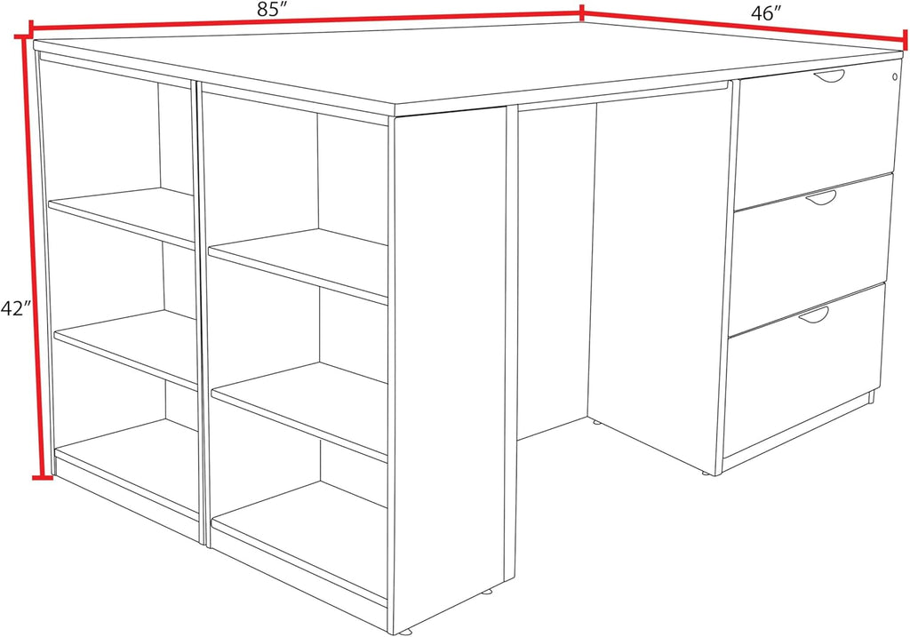 Romig Regency Legacy Stand Up 2 Lateral File/2 Desk Quad with Bookcase End  Ash Grey