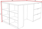 Romig Regency Legacy Stand Up Desk/3 Lateral File Quad with Bookcase End  Ash Grey