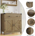 HOSTACK Coffee Bar Cabinet, Kitchen Storage Cabinet, Modern Farmhouse Buffet Sideboard with Drawer and Adjustable Shelf, Barn Door Accent Cabinets for Kitchen, Dining Room, Entryway,Rustic Brown