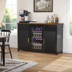 GDLF Large Coffee Bar Cabinet with Fridge Space, Mini Fridge Cabinet with Wine Storage, Buffet Sideboard Table for Home, Fluted Modern Design,53.2" L