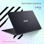ASUS 15.6” Vivobook Go Slim Laptop  Thin & Portable for Student Study  Intel Dual Core N4500  4GB RAM  128GB SSD  Windows 11  Star Black  L510KA-ES04