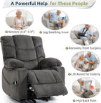 Power Lift Recliner Chair for Elderly, Velvet Recliner with Massage and Heat, Lazy Boy Power Recliner Lay Flat 160° Cup Holders for Living Room
