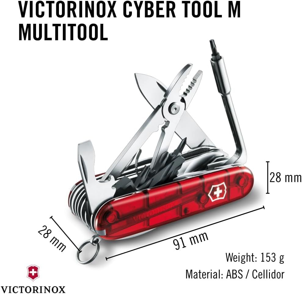 Victorinox Cyber Tool M 32 Functions Swiss Army Medium Pocket Knife with Fold-Out Bit Case, Ruby