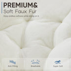 DUMOS Comfy Chair for Adults, Soft Faux Fur Folding Lounge for Bedroom Living Room Dorm Rooms Flexible Reading Chair for Teens, Large Size Foldable (Square-Creamy)