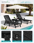 SERWALL Outdoor Coffee Table, HDPE Patio Coffee Table for Outside, Rectangle, Black