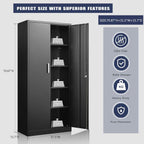 Guizeeopo Metal Storage Cabinet with Adjustable Shelves, Garage Storage Cabinets with Doors and Shelves, File Cabinets for Home Office, Kitchen Pantry Cabinet, 71'H, Black