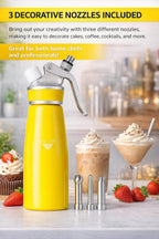 Whipped Cream Dispenser–Double Wall Insulated Aluminum Water Bottle with Stainless Steel 3 Nozzles, Extra-Large Capacity Whipping Cream Maker for Desserts, Coffee, Cocktails More-500Ml-Pink