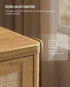 VASAGLE ELLAN Collection - Boho Buffet Cabinet with Rattan-Look Doors, Sideboard Storage Cabinet, Rounded Corners, Adjustable Shelf, for Kitchen, Natural Brown UBBK345KC01
