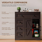 Vabches Farmhouse Storage Cabinet with 2 Doors and 4 Drawers, Freestanding Bathroom Storage Cabinet Kitchen Pantry, Floor Cupboard for Living Room/Bathroom/Kitchen,Espresso