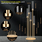 10 Set 5 Arm Golden Candle Holder with Acrylic Lampshade, 41.3'' Tall Candlesticks Holder for Christmas Wedding Housewarming Gift,Metal Candle Holders Candlestick Centerpiece,Fit 0.87'' LED Candle