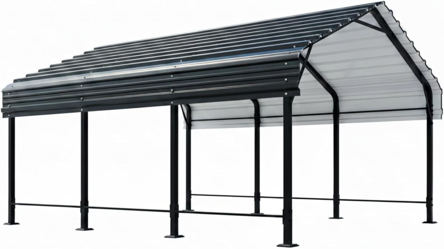 12x15 FT Heavy Duty Metal Carport, All-Weather Outdoor Vehicle Shelter with Steel Roof & Reinforced Frame, Permanent Car Canopy for Trucks, SUVs, Boats & Garden Storage(Gray)