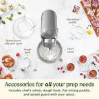 Cuisinart Stand Mixer, 12 Speeds, 5.5-Quart Mixing Bowl, Chef's Whisk, Flat Mixing Paddle, Dough Hook, and Splash Guard with Pour Spout, Silver Lining, SM-50BCNAS, Silver Lining