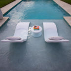 Ledge Lounger Outdoor Paradise - All Weather - Outdoor Lounge Set, Patio, Backyard, Garden, in-Pool SET -Includes 2 Chaises, 2 Headrest Pillows and 1 Signature Side Table With No Umbrella Hole (Capri)