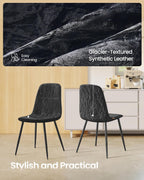 VASAGLE Set of 4 Dining Chairs, Dining Room Kitchen Chairs, Metal Frame, Adjustable Feet, Easy to Clean, Glacier-Textured PU Leather, for Kitchen, Ink Black UKDC188B01V1
