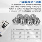Hydraulic Tube Expander Swaging Tool HVAC Set, 3/8In to 1-1/8In OD Pipe Expander Tools with 7 Expander Heads, Flaring Tool HVAC for Expander Copper/Aluminum/Soft Steel Pipe