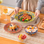 vancasso 18-Piece Dinnerware Sets,Ceramic Plates and Bowls Sets Service for 6, Bohemian Style Porcelain Dishes Set for 6, Microwave and Dishwasher Safe, Scratch Resistant,Non Toxic, Series KRVI