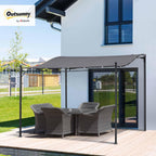Outsunny 10' x 10' Steel Outdoor Pergola Gazebo, Patio Canopy with Weather-Resistant Fabric and Drainage Holes for Backyard, Deck, Garden, Gray