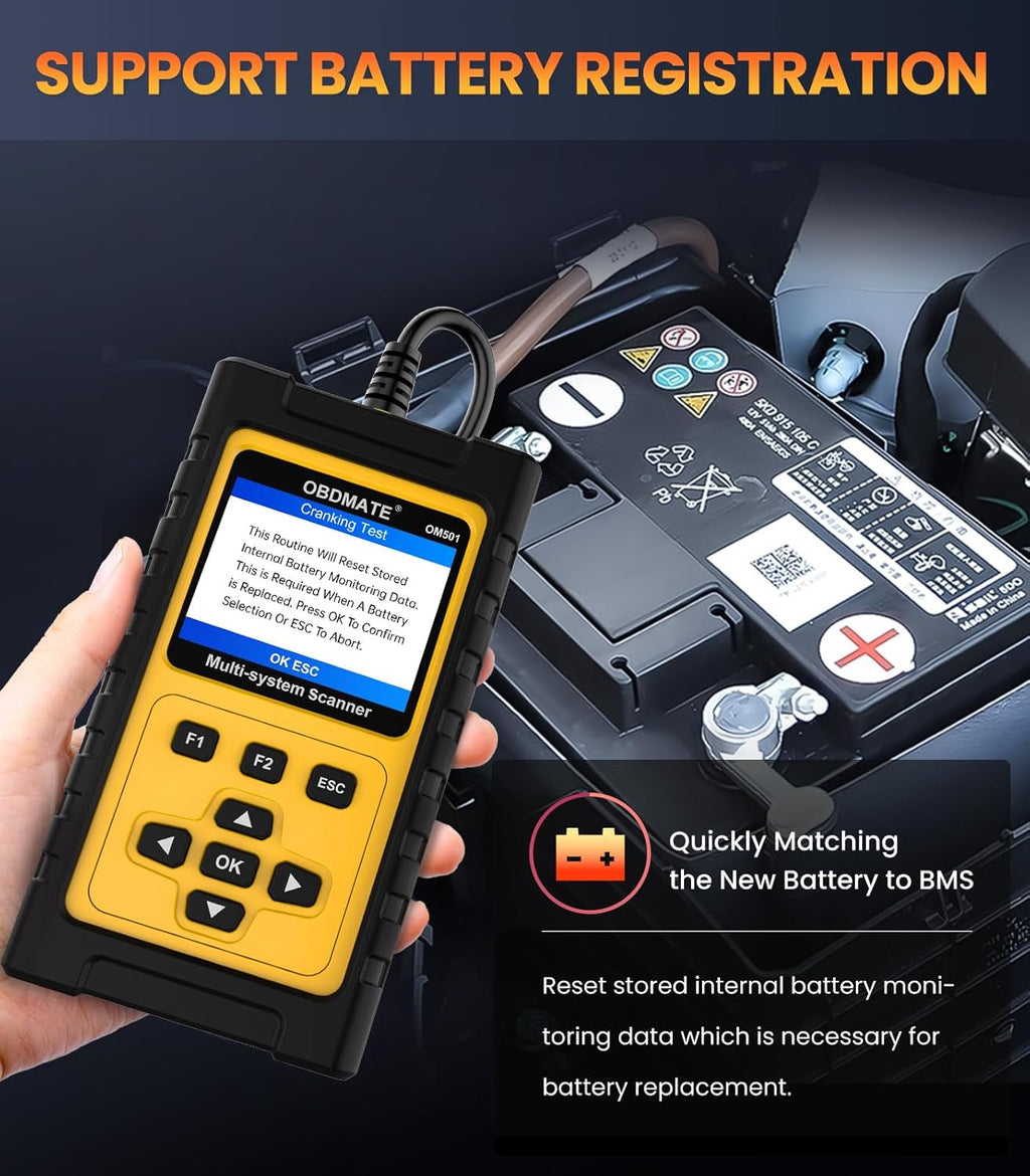 OBD2 Scanner for Jaguar/Land/Rover, OM501 All Systems Diagnostic Tool with 15 Resets (Oil/ETC/EPB/ABS/SAS/BAT Register...), Full OBDII Functions Read&Erase Fault Codes, Free Software Update