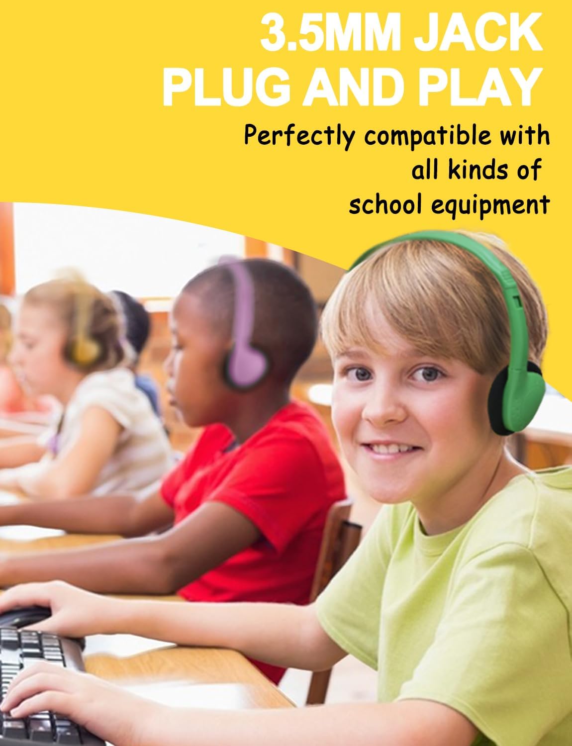 50 Pack Bulk Classroom Headphones for Kids Students School, Multi Color Wired Headphones for Children Teens Boy Girl, 3.5mm Jack for Chromebook Laptop PC