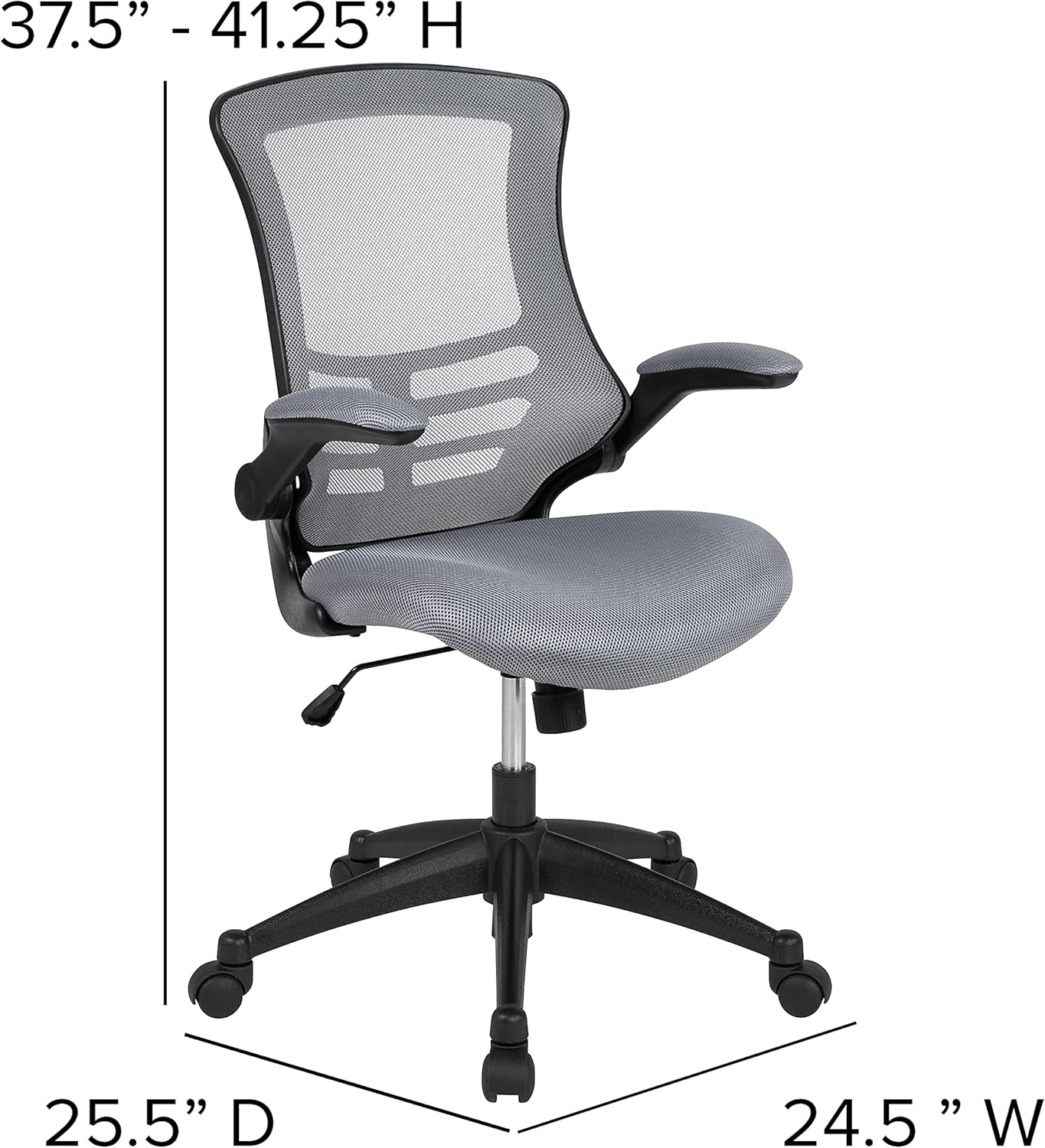 Flash Furniture Kelista Office Chair, Ergonomic, Mid-Back, Dark Gray Mesh with Swivel