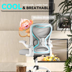 Office Desk Chair with Ergonomic Lumbar Support, Extra-Thick Seat Cushion, Flip-up Arms, Breathable Mesh Back, Computer Task Chair for Home Office