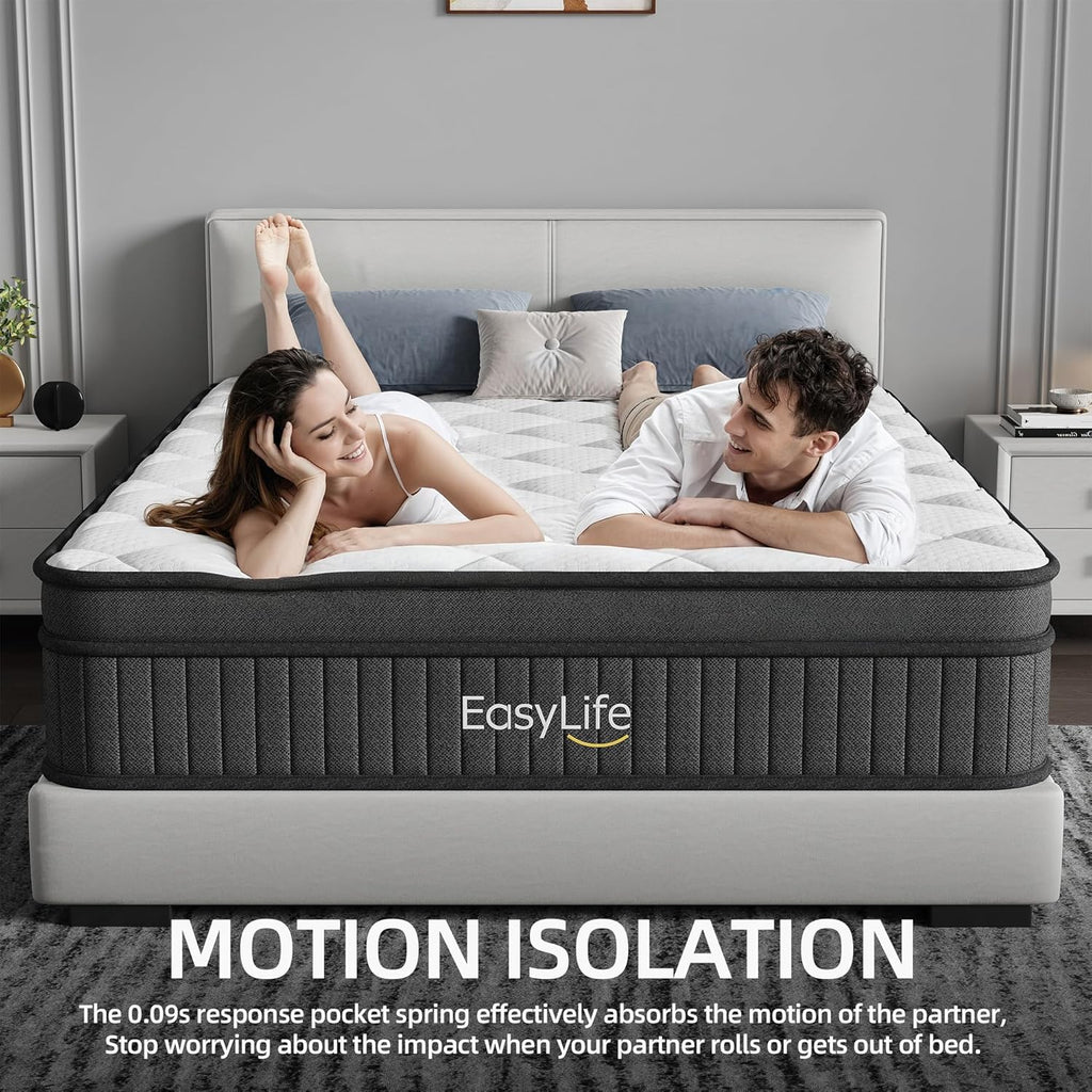 12 Inch Multilayer Hybrid Queen Mattress|Cochones Mattress|Nectar Mattress|Medium Firmness|Cool and Breathable|Individual Pocketed Springs for Motion Isolation| in a Box